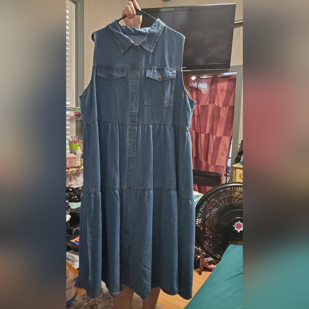SHEIN Blue Denim Maxi Dress